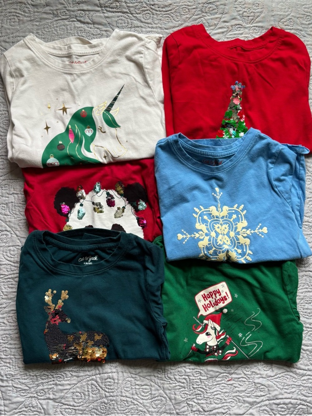 Girls Christmas Themed Long Sleeve Tee Bundle